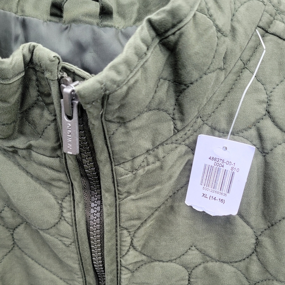 Girls Olive Green Quilted Jacket - Picture 6 of 10